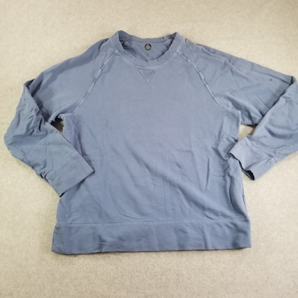 American Giant Sweater Mens Large Blue Crewneck Pullover Raglan Cotton Made USA